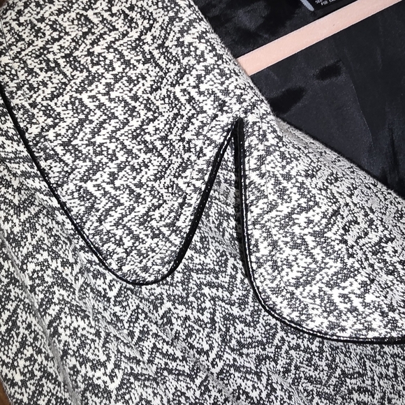 GORGEOUS Vintage 90s 3 Button Blazer ◼️◻️Chevron/Vegan Leather Trim, Size: Large - Picture 12 of 16